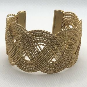 Matte Gold Weave Cuff Bracelet